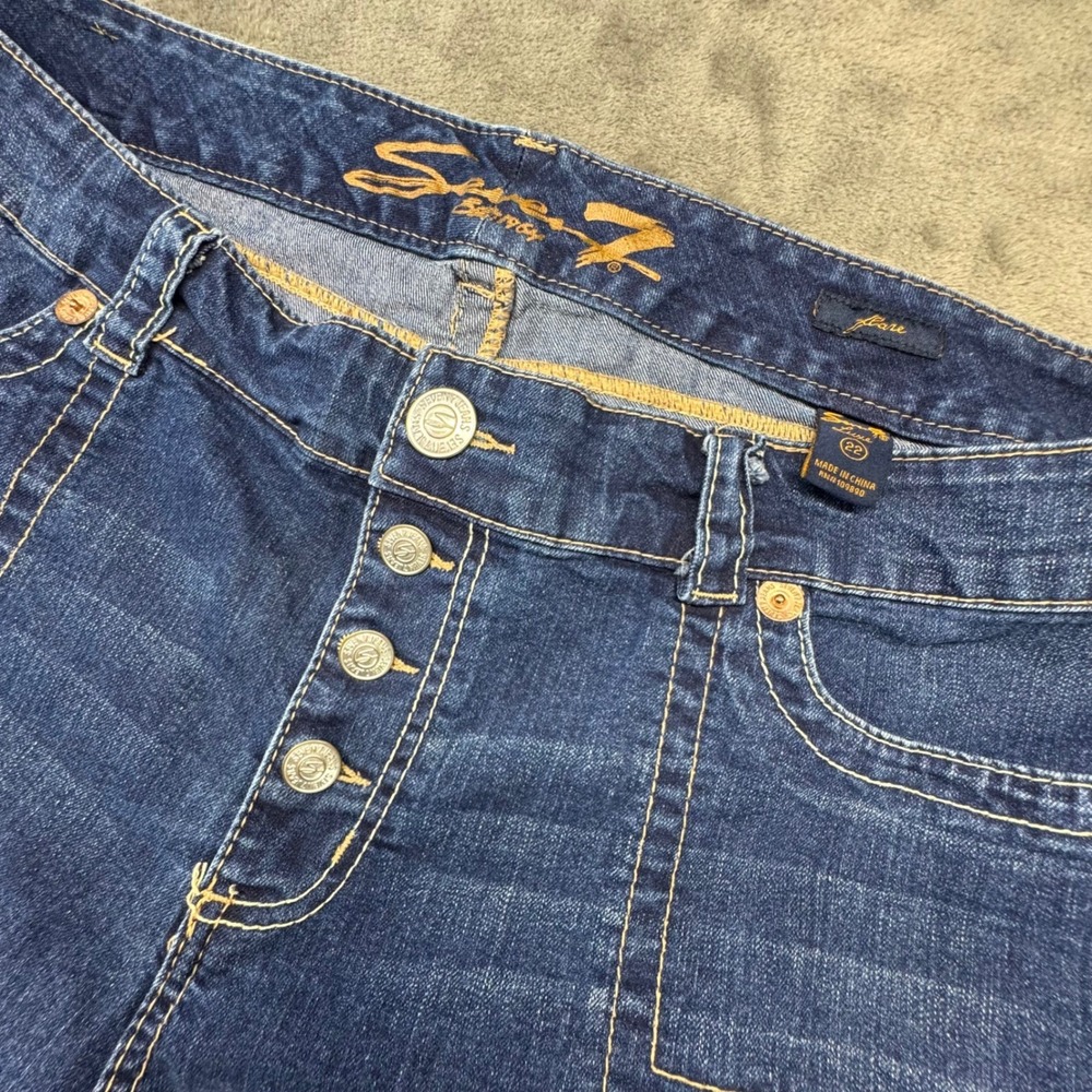 Seven 7 Flare Leg Jeans Button Fly Dark Wash Denim Jeans Women's Size 22